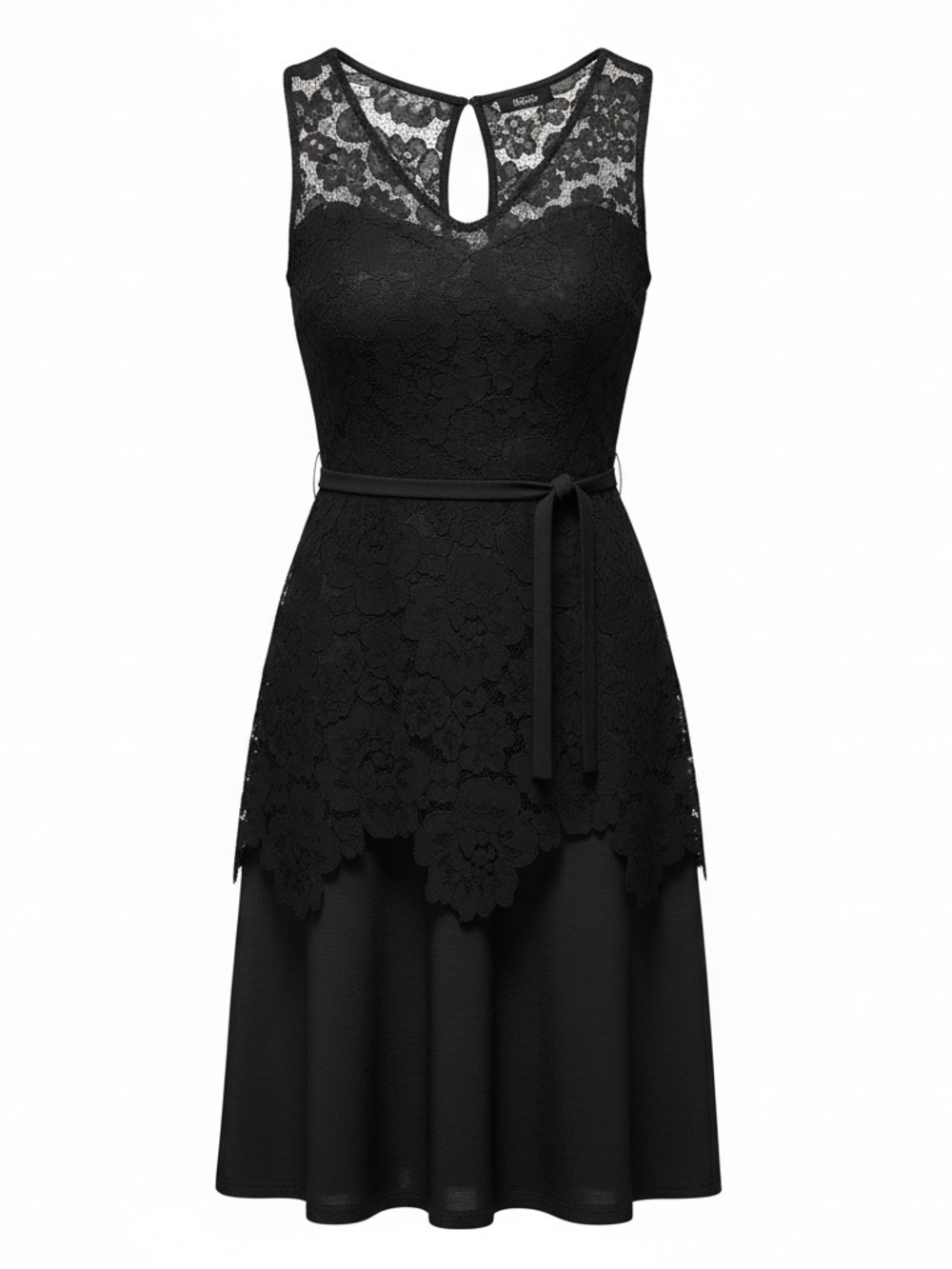 Addition Elle Black Mixed Media Floral Lace Fit & Flare Cocktail Dress Size 22